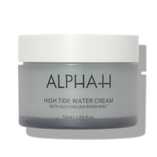 Alpha-H High Tide Water Cream 50ml – hydrating gel moisturiser in a blue jar, ideal for plumping and refreshing dry or dehydrated skin.