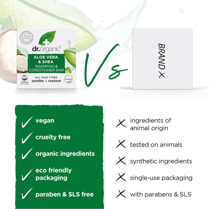 dr.organic Aloe & Shea Shampoo & Conditioner Bar 75g - Our Concept Beauty