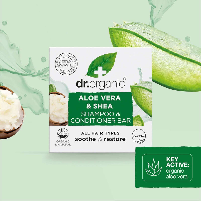 dr.organic Aloe & Shea Shampoo & Conditioner Bar 75g - Our Concept Beauty
