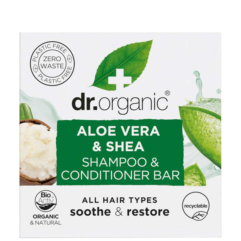 dr.organic Aloe & Shea Shampoo & Conditioner Bar 75g - Our Concept Beauty